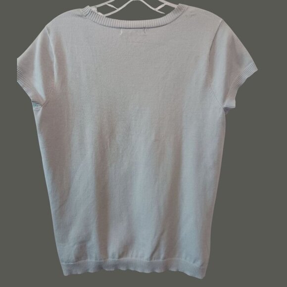 Calvin Klein Womens Short Sleeve Knit Top Silver PMedium - Picture 2 of 8